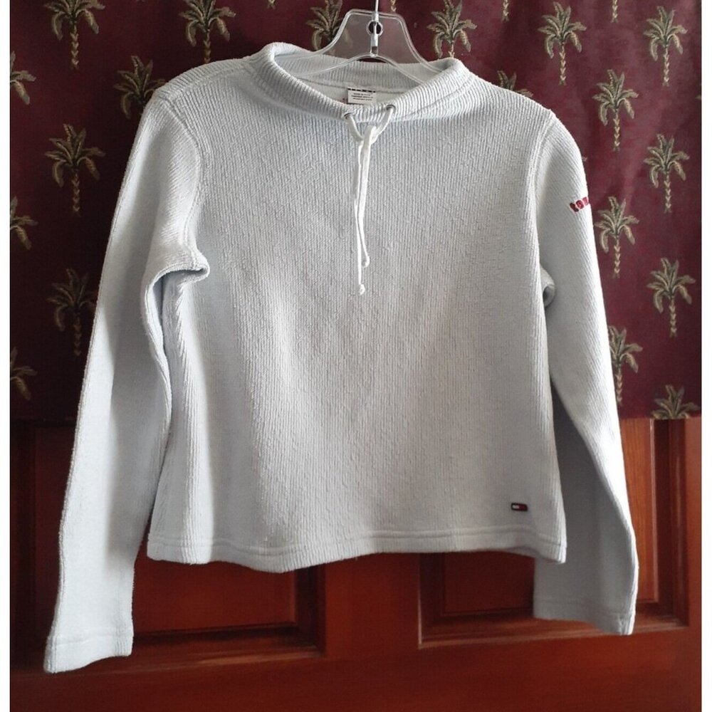 Tommy Hilfiger Crop Ribbed Sweater Tommy Girl Jeans Crewneck Powder Blue VTG 90s